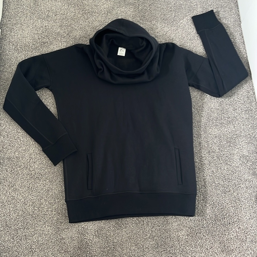 Zyia Active Oh So Soft Black Cowl Neck Hoodie Size Large